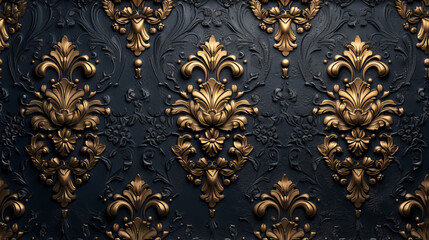 Black and Gold Wallpaper With Gold Florets