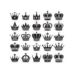 Kings crown icon set vector illustration silhouette style
