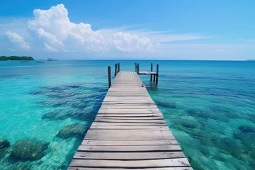 Poster a wooden dock leading out to a clear blue sea © Suzy