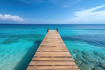 Poster a wooden dock leading out to a clear blue sea © Suzy