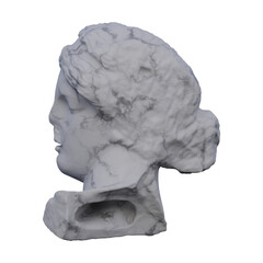 Head of a sleeping  statue, 3d renders, isolated, perfect for your design