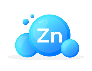 Zinc Zn mineral representation with shiny blue spheres for scientific and nutritional graphics