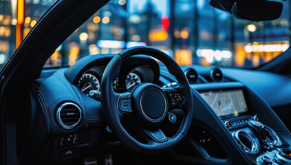 A modern luxury car with a luxurious interior