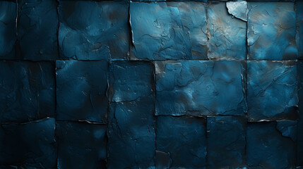 Dark Blue Wall With Square Pattern - obrazy, fototapety, plakaty