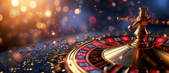 Casino roulette gambling on a glowing neon light background. AI generated image