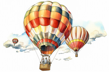 Fototapeta premium hot air balloon adorned with floral designs, floating gracefully in the sky