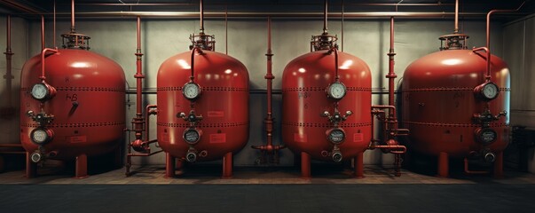 Expansion tanks for boiler-room expansion. - obrazy, fototapety, plakaty