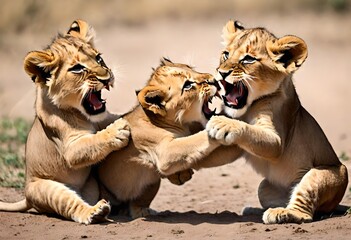 group of lion cubs