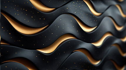 Obraz premium Black and Gold Wallpaper With Wavy Design