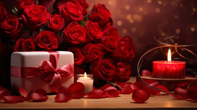 A Valentine's Day backdrop ideal for social media platforms, adorned with romantic cards filled with expressions of love.