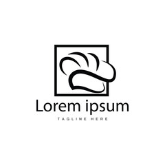 Simple Chef Hat Logo Design, Template Silhouette Vector Illustration