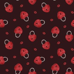 seamless pattern valentines day. romantic watercolor paintings for wrapping paper, fabric, backgrounds and more.