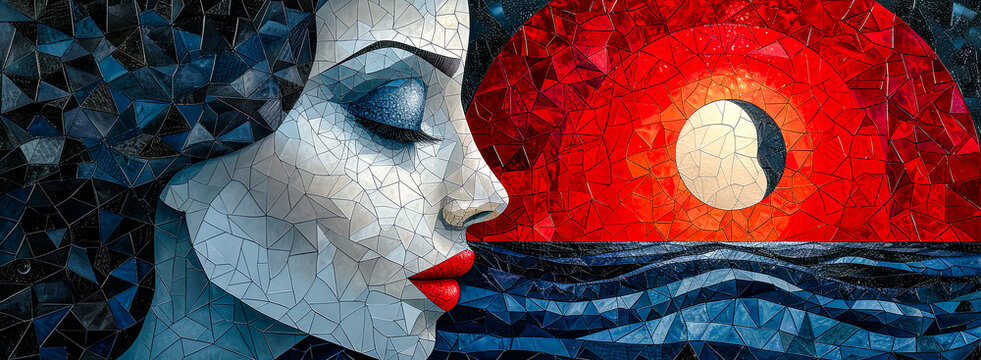  abstract painting with geometric forms figurative drawings retro expressionism elongated figures restrained expressionism wallpaper background digital art