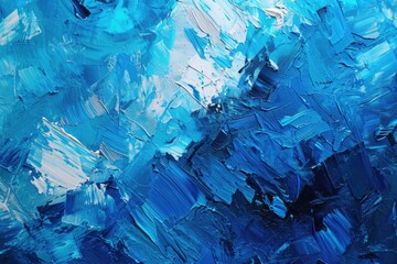 Blue Painted Artistic Background: Textured Canvas with Brush Strokes and Bright Sea Blue Tones