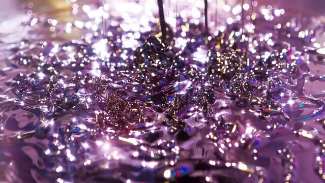 Ferromagnetic fluid. Viscous ferrofluid spike-like shape. Ferromagnetic fluid creates amazing drawings spikes in magnetic field, appearing and disappearing. Real ferromagnetic fluid in action