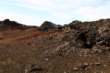 Leirhnjúkur is an active volcano located northeast of Lake Mývatn in the Krafla Volcanic System, Iceland