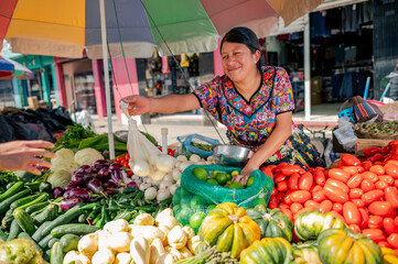 Fruit and vegetable seller at a local market.