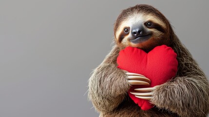 A lovable sloth, with its soft fur and gentle demeanor, holds a heart that symbolizes the pure and innocent nature of all animals