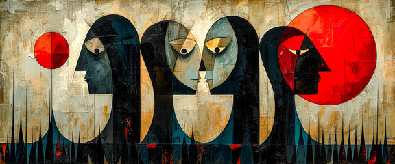 Abstract Painting With Geometric Forms