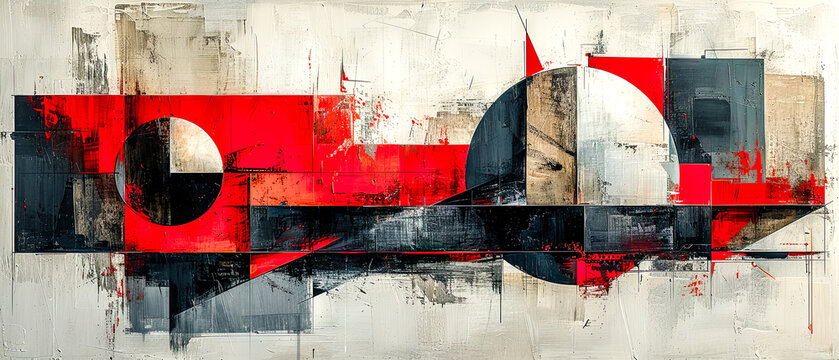 abstract painting with geometric forms figurative drawings retro expressionism elongated figures restrained expressionism wallpaper background digital art