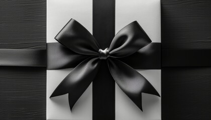 Exquisite black silk gift bow on white background, ideal for elegant gifting and celebration.