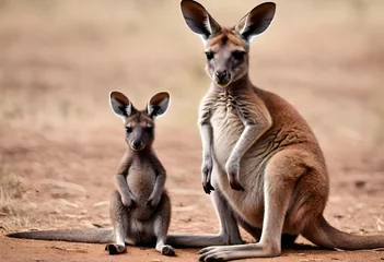 Fotobehang kangaroo with baby © Shahla