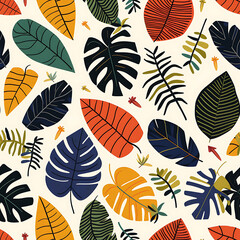 Colorful Leaves in a seamless tile
