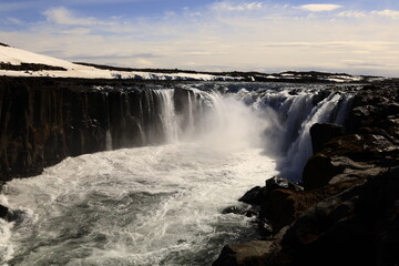Dettifoss is a waterfall in Vatnajökull National Park in Northeast Iceland