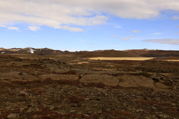 View in the M&yacute;vatn National park located in northern Iceland in the vicinity of the Krafla volcano