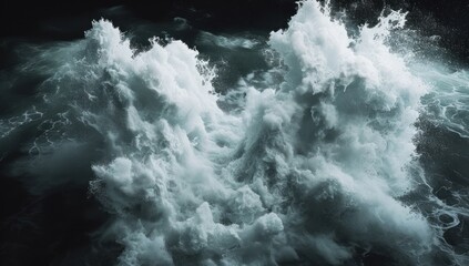 Obraz premium A large splash of white liquid on a black background in a dynamic and powerful moment