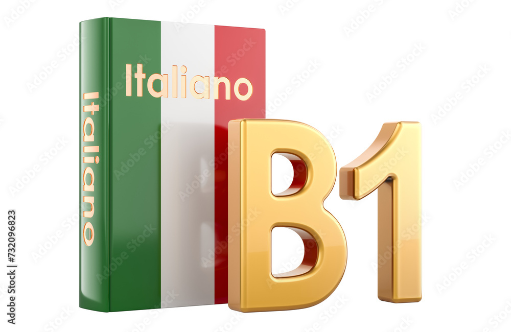 Poster b1 italian level, concept. b1 intermediate, 3d rendering isolated on transparent background