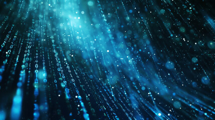 An endless deluge of binary code falling like liquid a hypnotic dance of numbers and symbols in a virtual rainstorm.