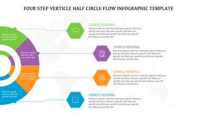 Vertical semi circle infographic template design for business, corporate presentation with vertical semi circle 