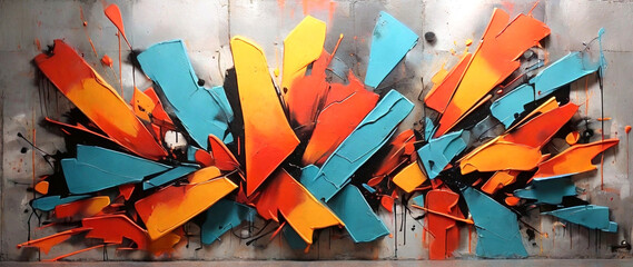 Abstract graffiti paintings on the concrete wall. Background texture. - obrazy, fototapety, plakaty