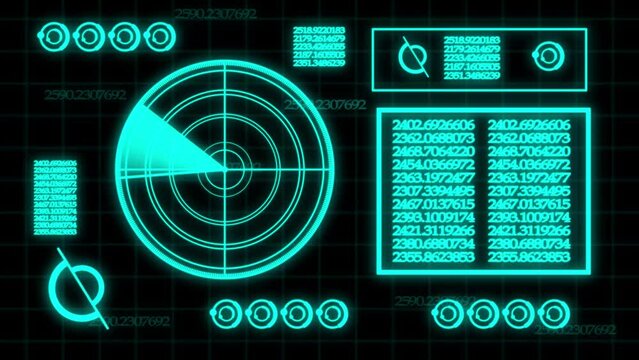 A futuristic HUD digital interface with a digital world map, as well as trackers, data, a scanning and analysis system.