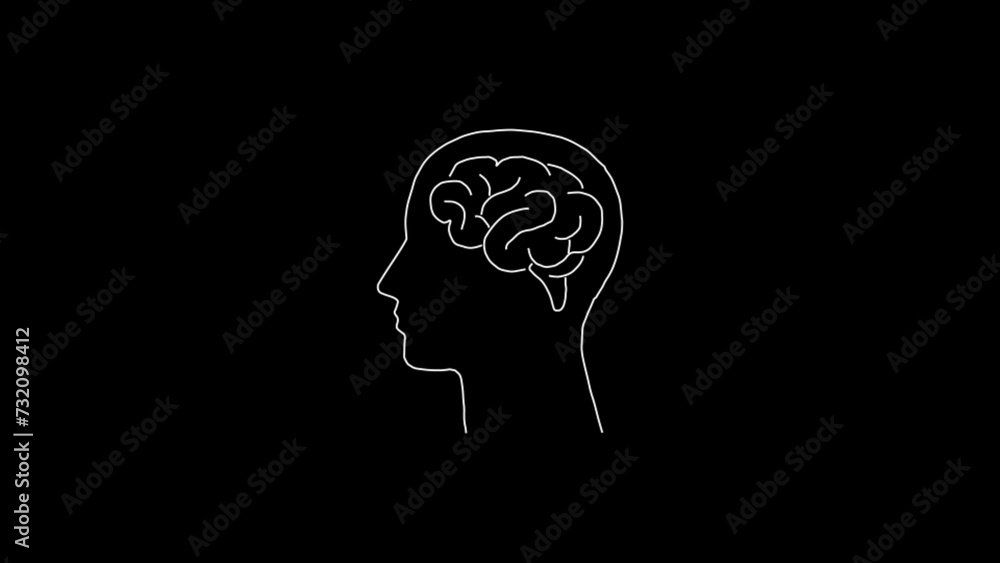 Aufkleber neon brain icon animation. futuristic glowing polygonal diagram of the human brain in the form of co