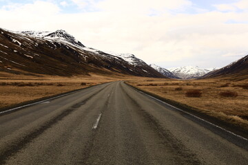 View on a road in the Northeastern Region of Iceland