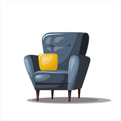 Armchair with a pillow isolated on white background.
