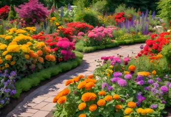 Fototapeta na wymiar garden with beautiful flowers 