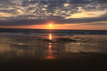 Fototapeta na wymiar View on a sunset on a beach in the Cap Ferret
