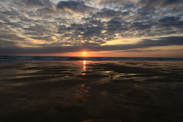 View on a sunset on a beach in the Cap Ferret