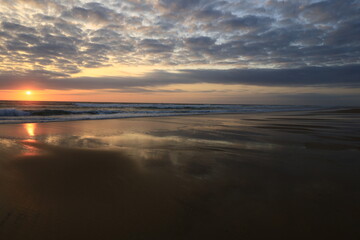 Obraz premium View on a sunset on a beach in the Cap Ferret
