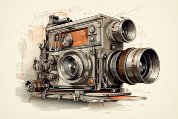 A Drawing of an Old Fashioned Camera