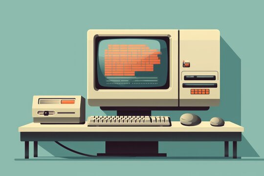 Old Computer on Desk