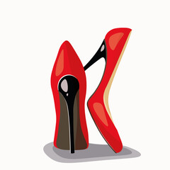 Red patent leather high heels. Business lady. Strong and impressive woman. Dress code
