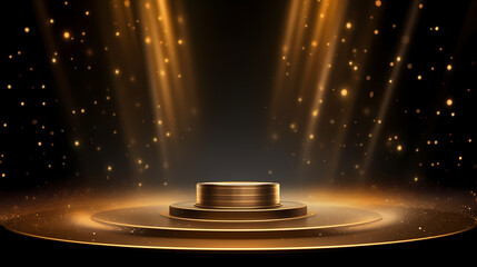 3D golden luxury elements for award ceremony background and podium