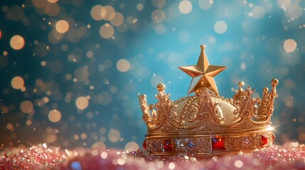 Elegant crowns and a star, regal display against a celestial backdrop