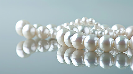 White pearl necklace on a light background