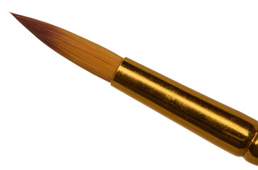 Art brush for oil paints with brown bristles on an isolated background