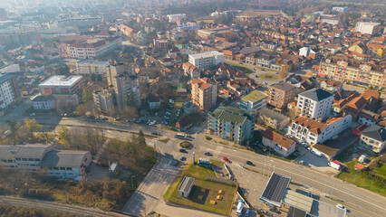 The city of Čačak, Serbia, from the drone